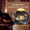 3D Galaxy Solar System Crystal Ball Night Light with Wooden Base for Boys and Girls