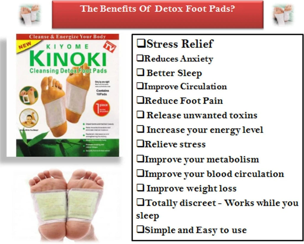 Kinoki Premium Natural Foot Patches (Pack of 10) | Bamboo Vinegar Detox Foot Pads for Overnight Foot Care