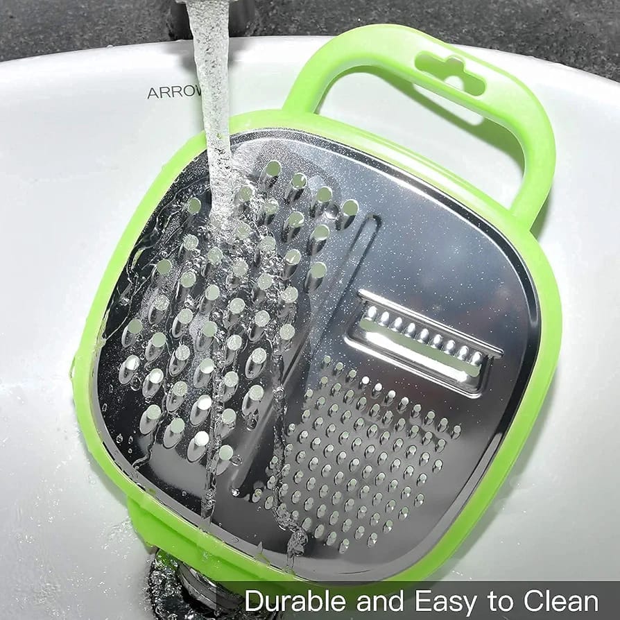 3-in-1 Cheese Grater with Storage Container, 3 Blades, Non-Stick Coating, Fruit & Vegetable Slicer Peeler-1Pc