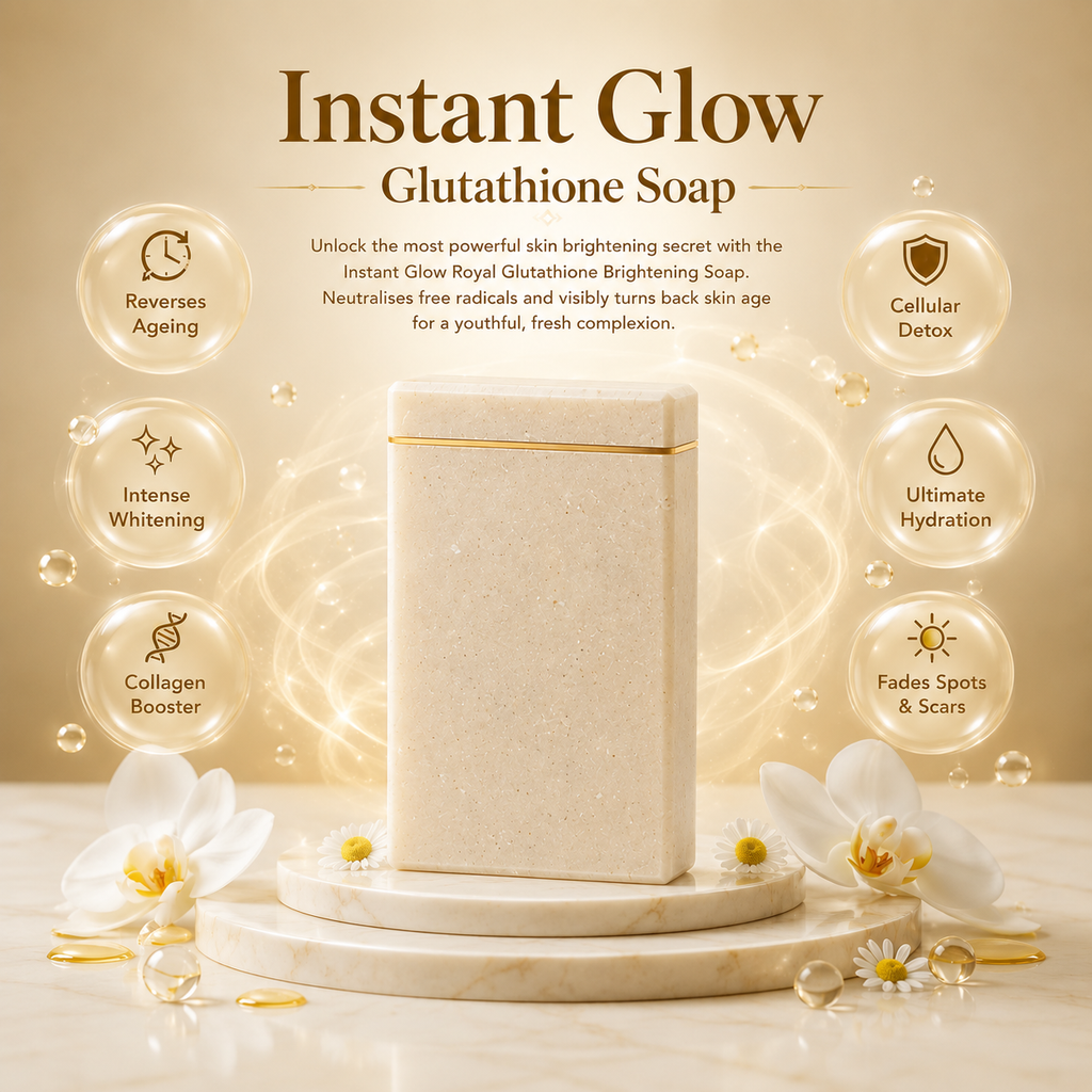 Instant Glow Royal Glutathione Brightening Soap – Luxury Skin Brightening & Anti-Ageing Soap for Radiant, Even-Toned & Youthful Looking Skin | Premium Antioxidant Formula