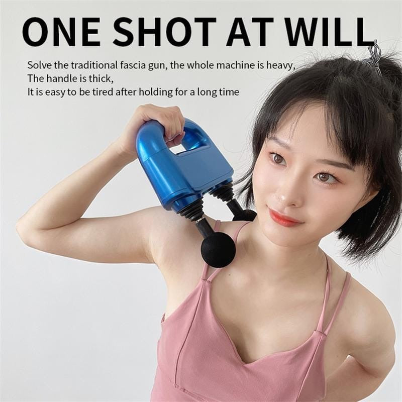 Fitness Muscle Relaxation Massager 6-Gear Adjustment Double Head Fascia Gun Electric Massage Gun