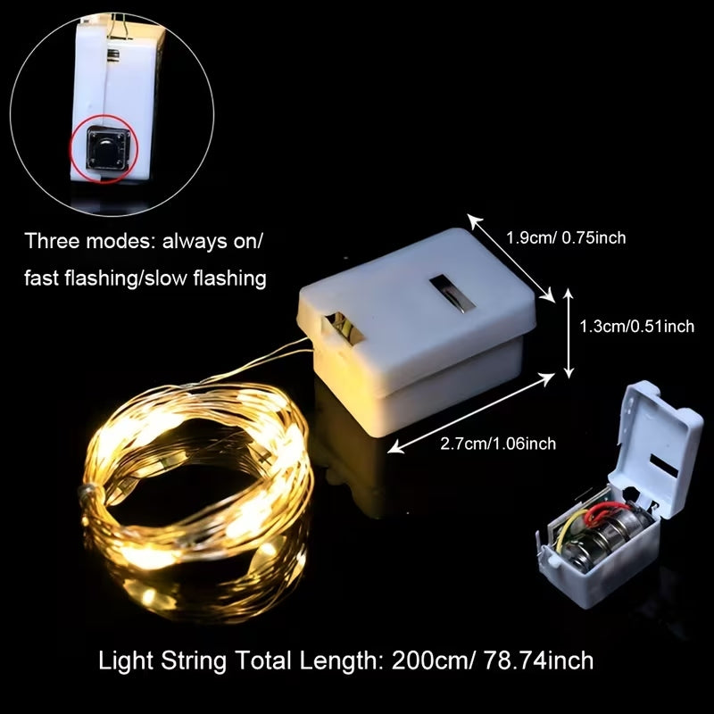 Fairy String Lights Three Speed Modes Powered Mini Firefly Lights With Warm Yellow Glow Perfect For Bedroom Home Garden Weddings ( 200cm/ 78.74inch)