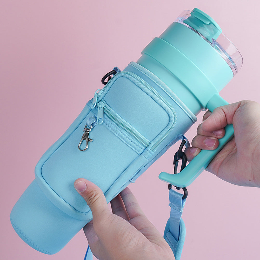 Water Bottle Carrier Bag with Phone Pocket for Stanley Quencher Cup with Handle Water Bottle Holder Pouch - For 1200 ML Bottle