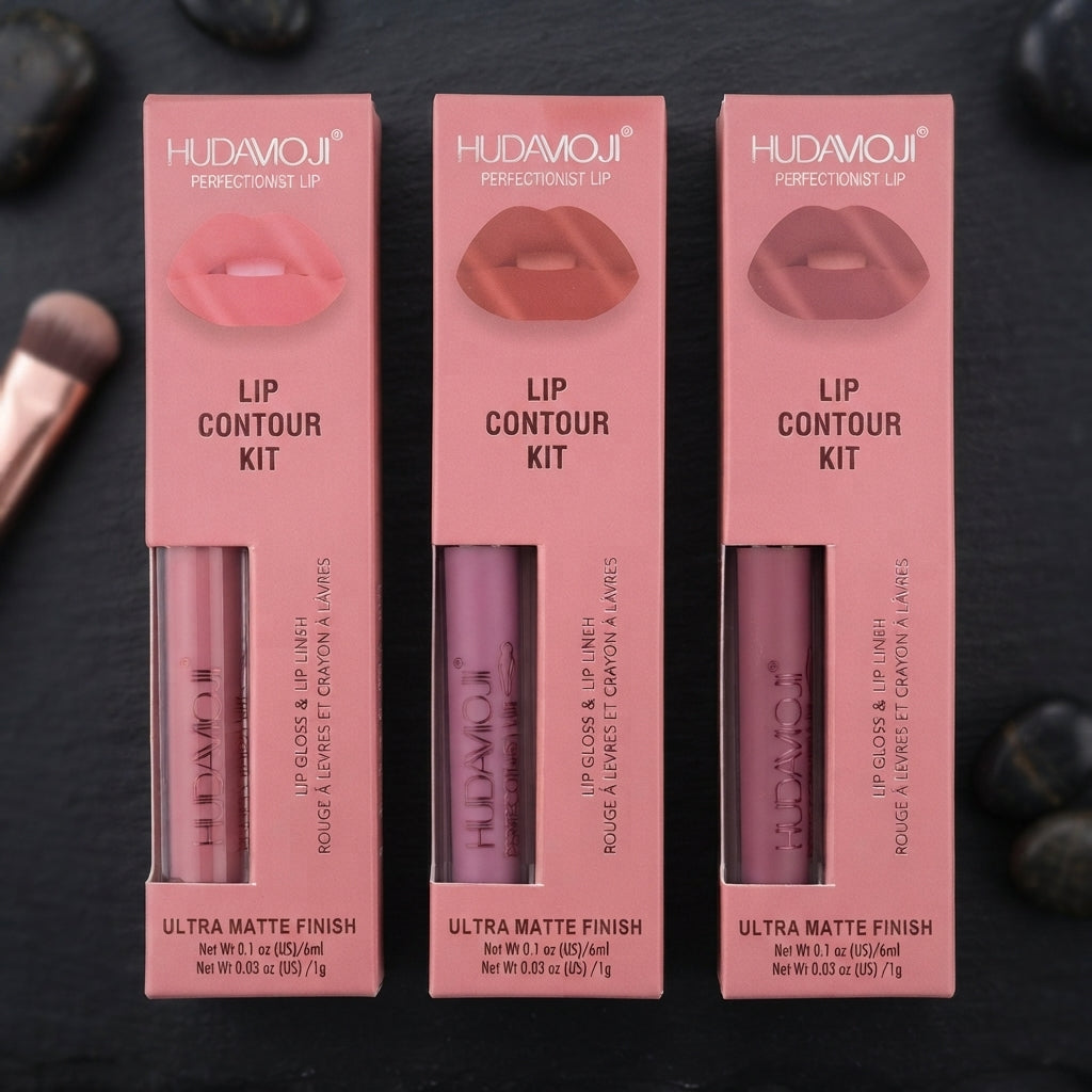Hudamoji Perfectionist Lip Contour Kit - Beauty Accessory Designed For Lip Care And Daily Makeup Routine - Red
