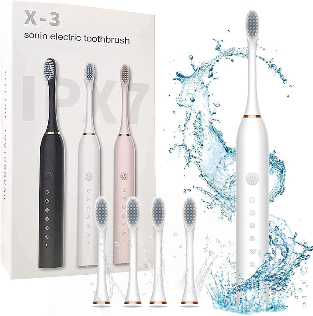 Rechargeable Electric Toothbrush With 2 Extra Heads |  USB Charging Rechargeable Total Washable Electronic Whitening Teeth Brush for Oral Care | Teethbrush