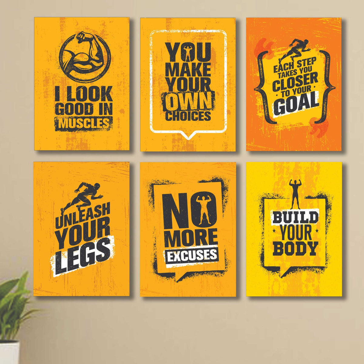 6 PC Wall Decor Cardboard Phototiles With Double For Back Sticking Build Your Body(8*11size)