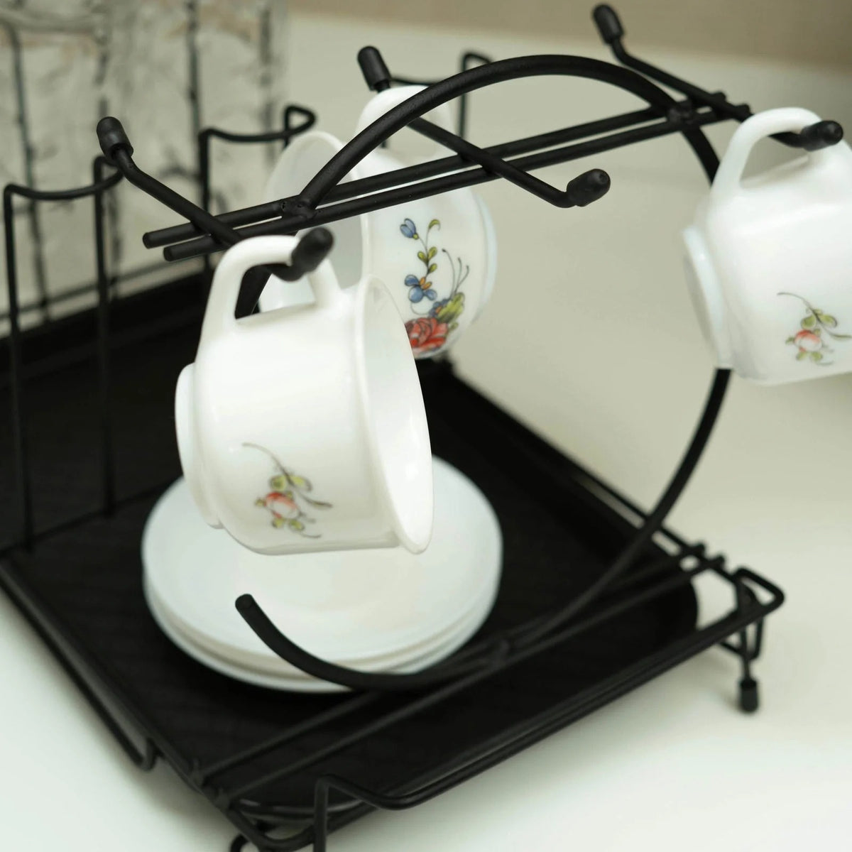 Durable Metal Cup & Glass Stand Rack – Space-Saving Countertop Organizer for Mugs, Cups, Plates & Glasses (Kitchen Drying Holder)