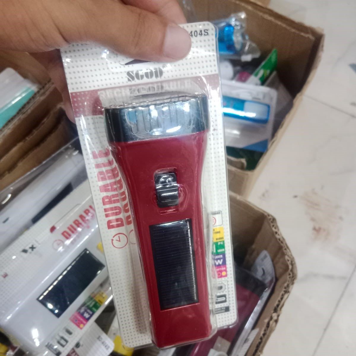 SGOD Rechargeable Torch Features A Solar Panel For Charging - High Performance Bright Handheld Flashlight Emergency Solar Outdoor Lighting Pen (Random Color)