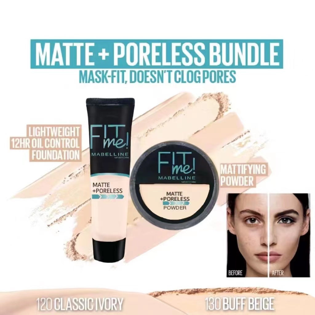 2 In 1 Makeup Deal Liquid Foundation Face Powder Combo For Smooth Flawless Finish Budget Friendly Beauty Set Ivory Shade