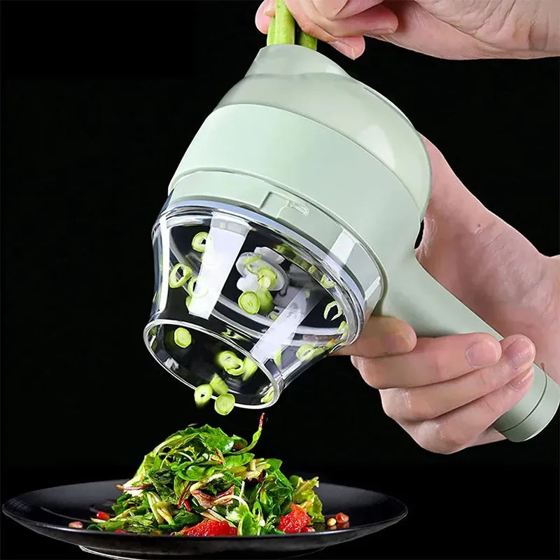 Rechargeable 4 In 1 Electric Vegetable Cutter With Multi-Function Slicer, Chopper, Grinder And Peeler For Fast Kitchen Preparation (Random Color)