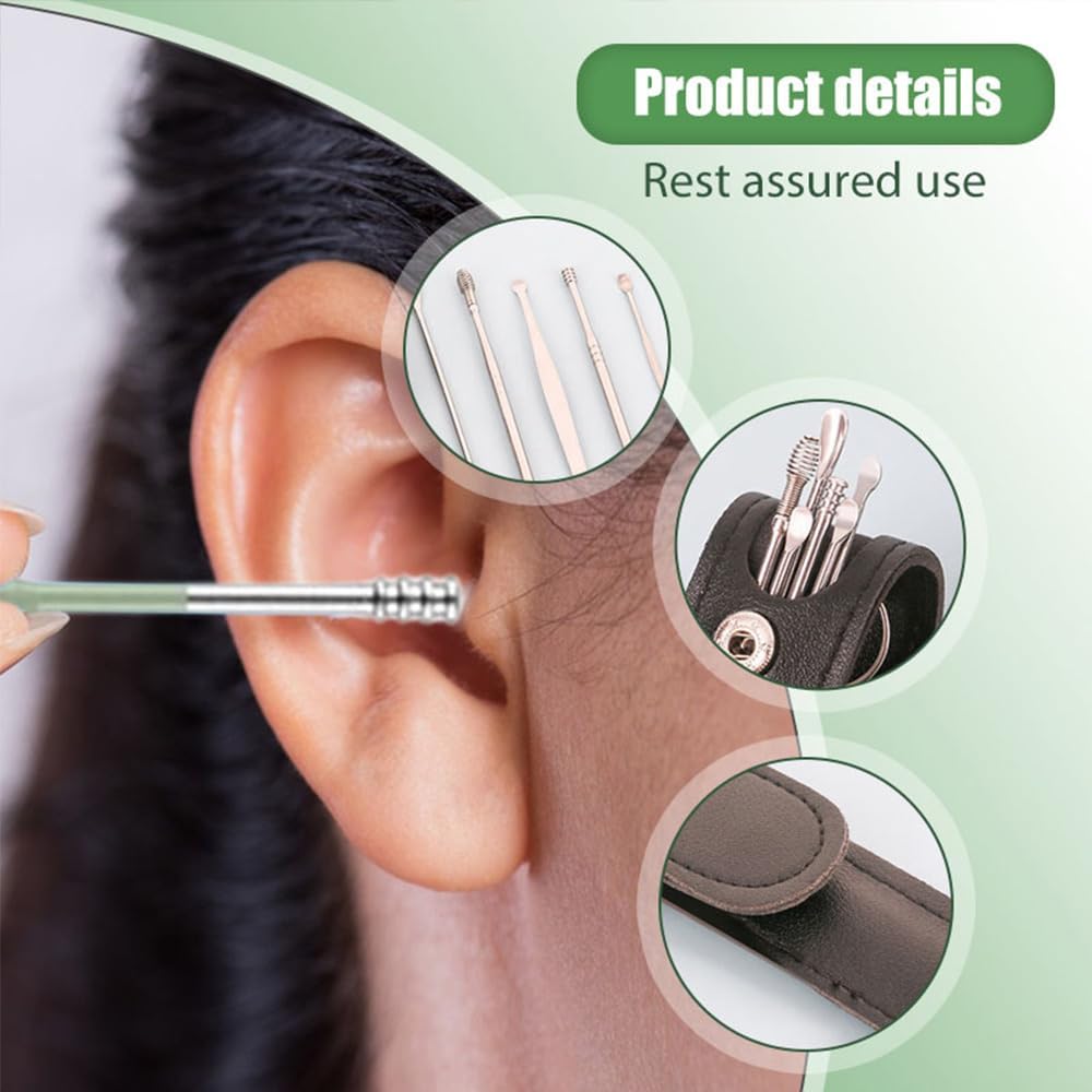 Ear Cleaner,The Most Professional Ear Cleaning Master Ear Cleaning Kit,Ear Cleaner Earwax Removal Tools with Pu Leather Case