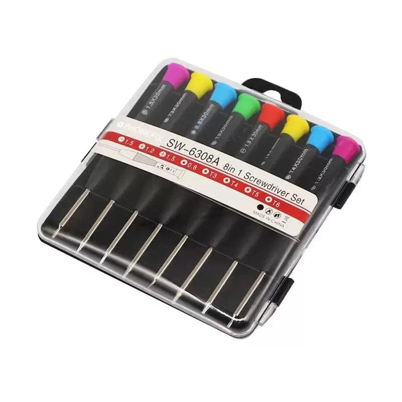 Screwdriver Set 8 in 1 SW‑6308A | Mobile Repairing Kit | Torx, Star, Cross & Slotted Screwdrivers