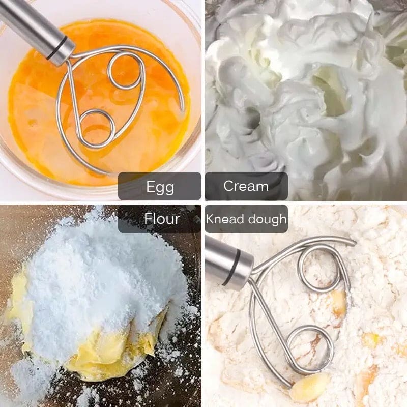 Manual Non Stick Steel Flour Cream Mixer Beater Dough Whisk Mixer Kitchen Baking Blender Tool 2