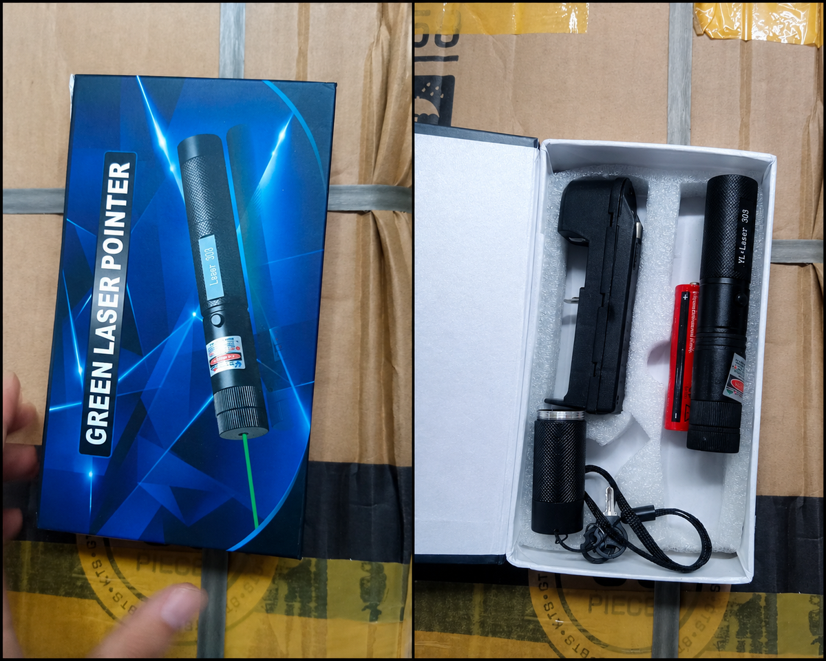 High-Power Green Laser Pointer 303 with Safety Lock