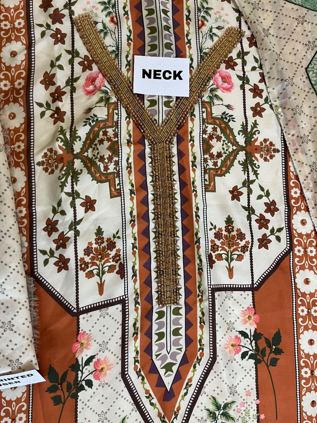 Kaftan style 3 piece handwork embroidery suit (unstitched)