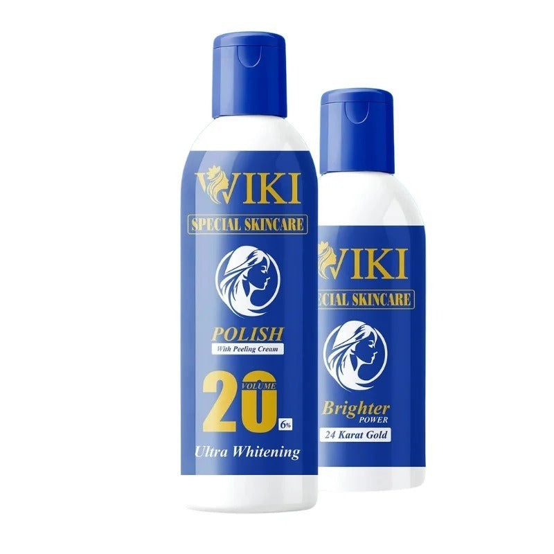WIKI Special Skin Care Polish With Peeling Cream 200ml & 24K Gold Brighter Powder 100ml – Ultra Whitening Formula