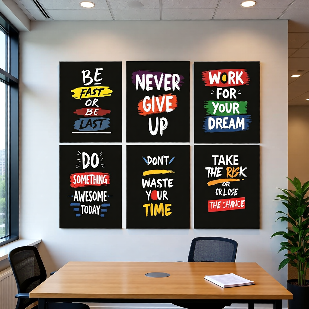 Set of 6 Motivational Phototile frame Wall Art