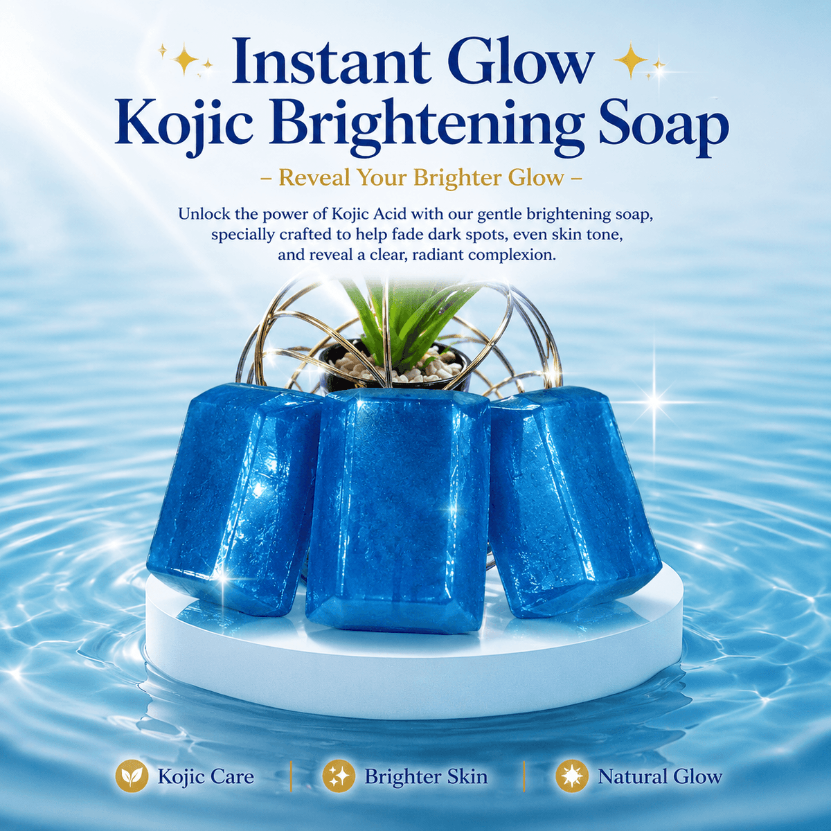 Instant Glow Kojic Brightening Soap | Skin Brightening, Dark Spot Care & Even Skin Tone | Daily Face & Body Soap
