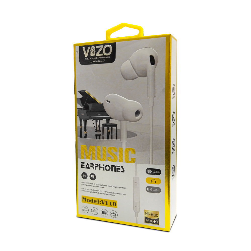 Vizo V110 Super Bass Hand Free Wired In Ear Phones For Men And Women