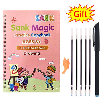 Pack Of 4 Pcs With 5 Refill Copybooks Pen Magic Copy Book Free Wiping Childrens Kid Writing Sticker Practice Copybook For Calligraphy