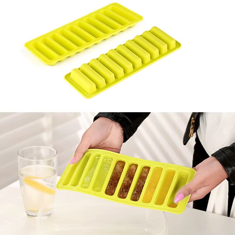 1 Pc 10 Grids Silicone Ice Cube Tray For Water Bottle Ice Cream Pudding Maker Mold Random Color