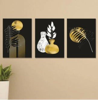 Set Of 3 Sticky Wooden Canvas Frames For Wall Decore Aesthatic Art / Sticky Phototiles For Room Wall Decoration