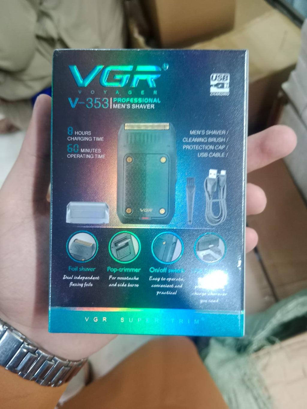VGR Voyager V-353 Professional Men's Shaver – Portable Dual Foil Shaver with Pop-Up Trimmer