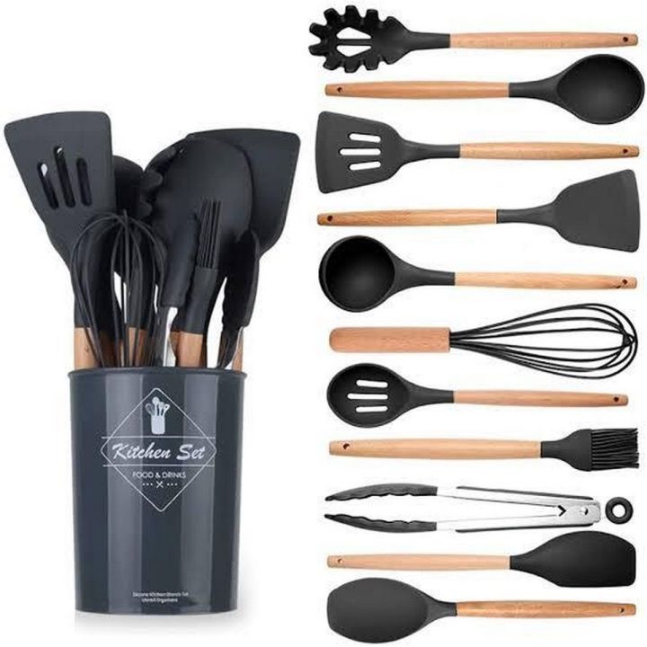 Silicone Utensils set with plastic holder temperature Resistance