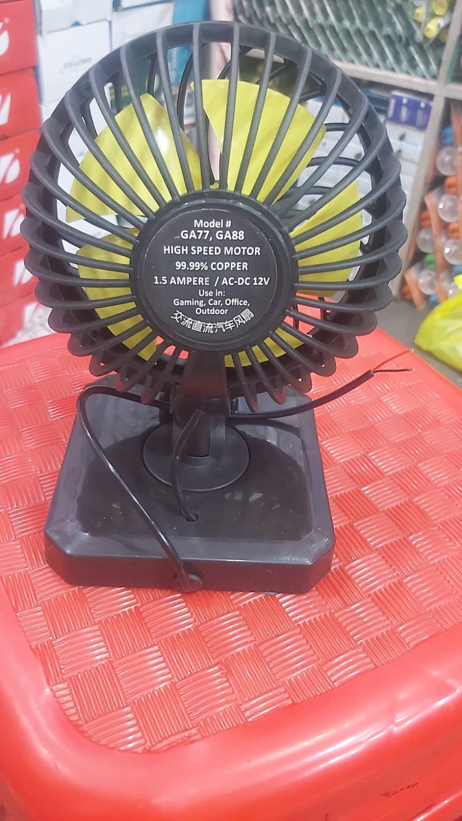 TECNO Plus GA-88 Portable AC/DC Table Fan – 12V Car & 220V Home Fan | Adjustable Mini Desk Fan for Office, Travel & Load Shedding | 8x6 Inches