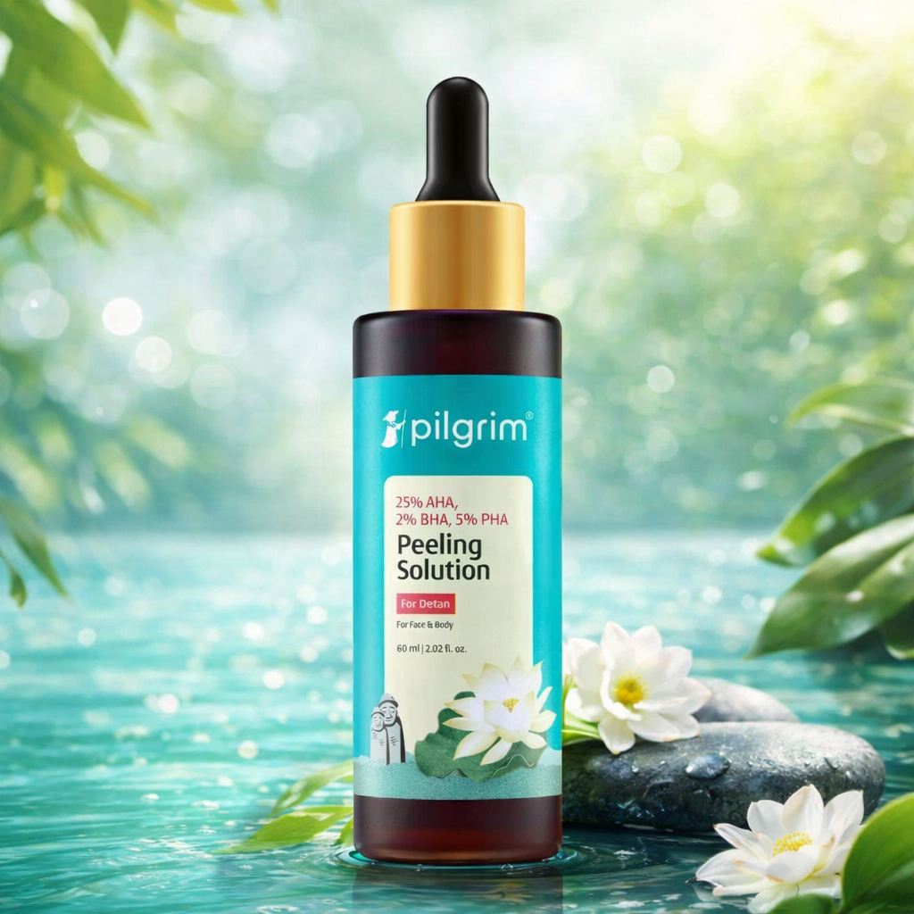 Pilgrim 25% AHA, 2% BHA, 5% PHA Peeling Solution For Detan Exfoliating Serum – 30ml