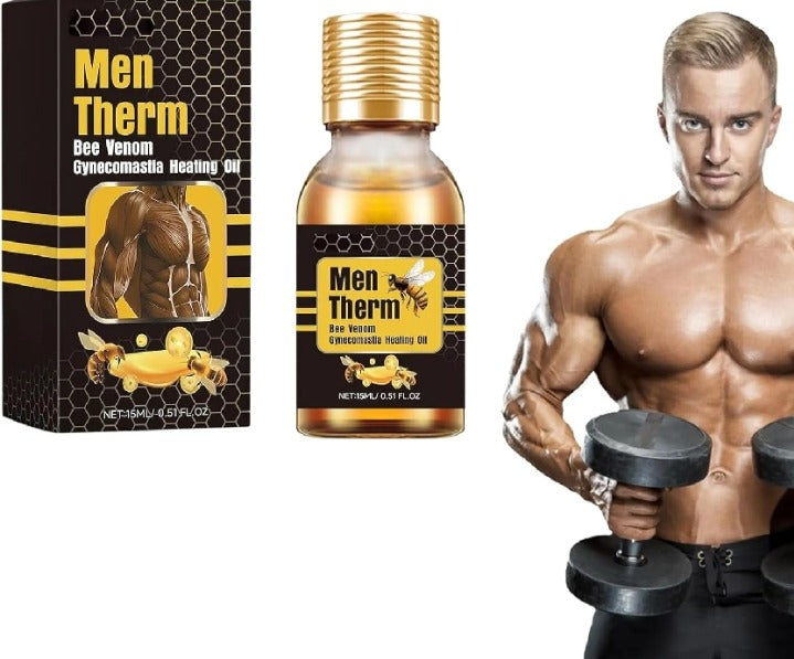 Men Therm Bee Venom Gynecomastia Heating Oil for Men Chest Firming Massage Oil