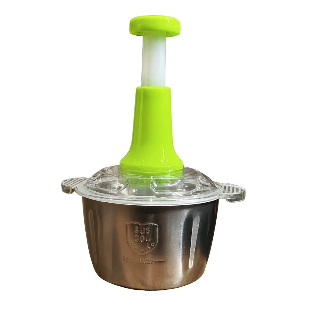 Assorted Stainless Steel Manual Food Chopper 2L – Multi Purpose Vegetable Fruit And Nut Cutter With Hand Push Blades