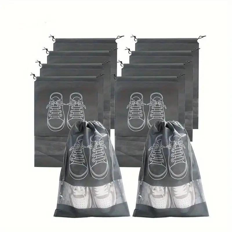 Pack Of 01 Shoe Bag For Travel Amp Home Storage Dustproof Printed Shoe Organizer Pouch In Random Gray Lightweight Breathable And Reusable Shoe Cover For Luggage Closet Or Gym Use Grey Color