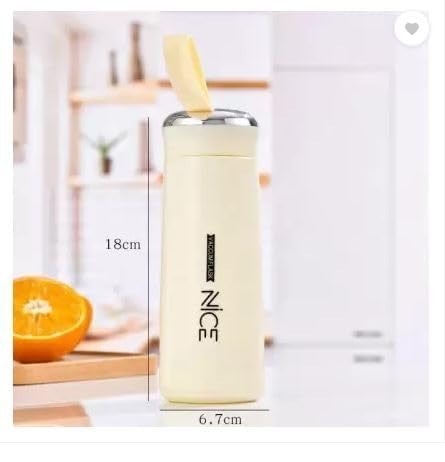 BPA Free Glass Water Bottle | 400ml Portable Tumbler | With Protective Plastic Shell | For School, Gym, Home & Office (Random colour)