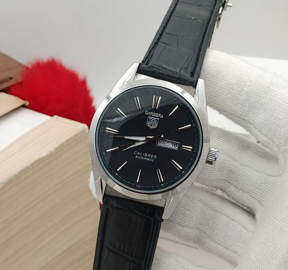 Carrera Calibre 5 - Luxury Swiss Watch With Leather Strap Mens Watch Wrist Watch | Best Quality Men Watch | Best Quality Analog Watch For Men - Without Box