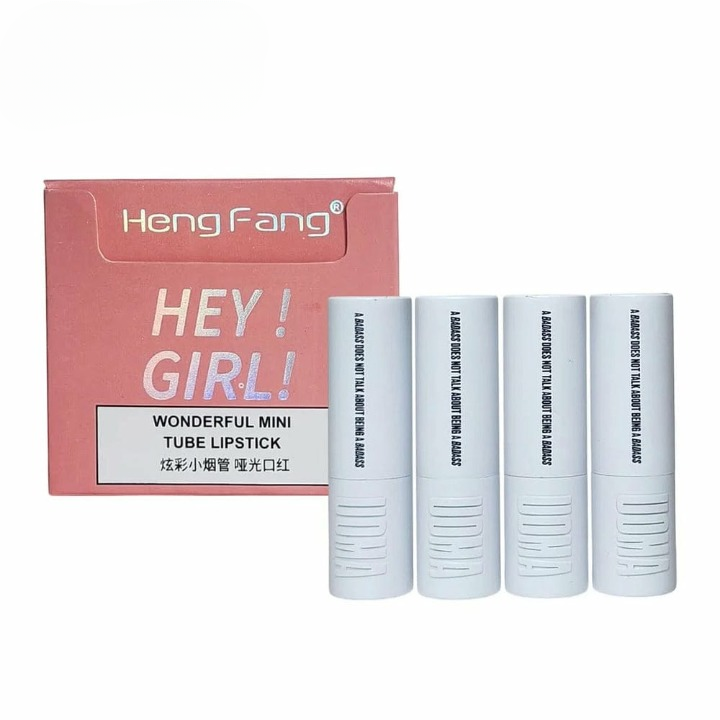 HengFang Hey Girl Mini Velvet Matte Lipstick Set | High Pigment Long-Lasting Lip Color | Pack of 4 Shades