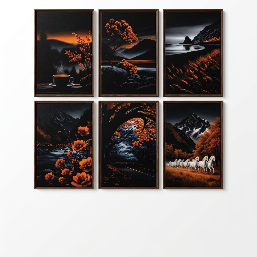 Set of 6 Premium Wall Art Photo Tiles – Modern Home Decor Sets 8x11