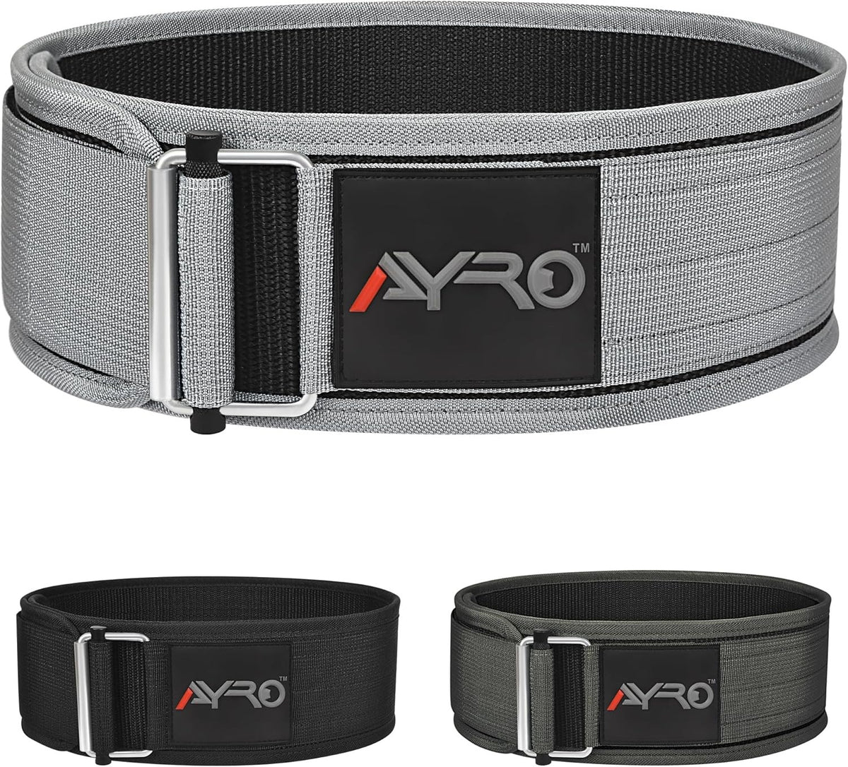 AYRO Self Locking Workout Weight Lifting Gym Belt Extra Large Premium Quality With Metal Buckle For Core Stability Back Support Deadlift Squat Powerlifting Strength Training