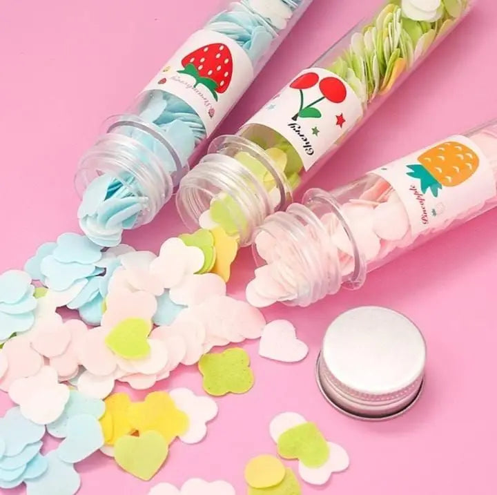 100 PCS Disposable Flower Paper Soap With Portable Tube Bottle – Multi-Color Travel Soap Sheets For Hand Washing, Camping, And Outdoor Use ( Random Color )