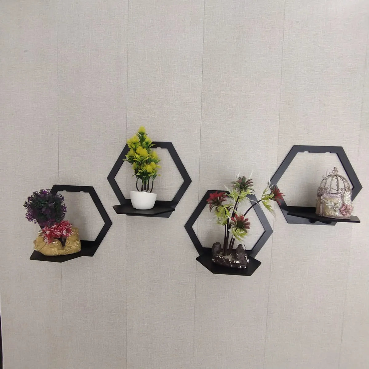 Hexagon Shape 3D Wooden Wall Shelf Wall Shelves For Home Decor Living Room For Kids Room And Girls Room And For Gift Items