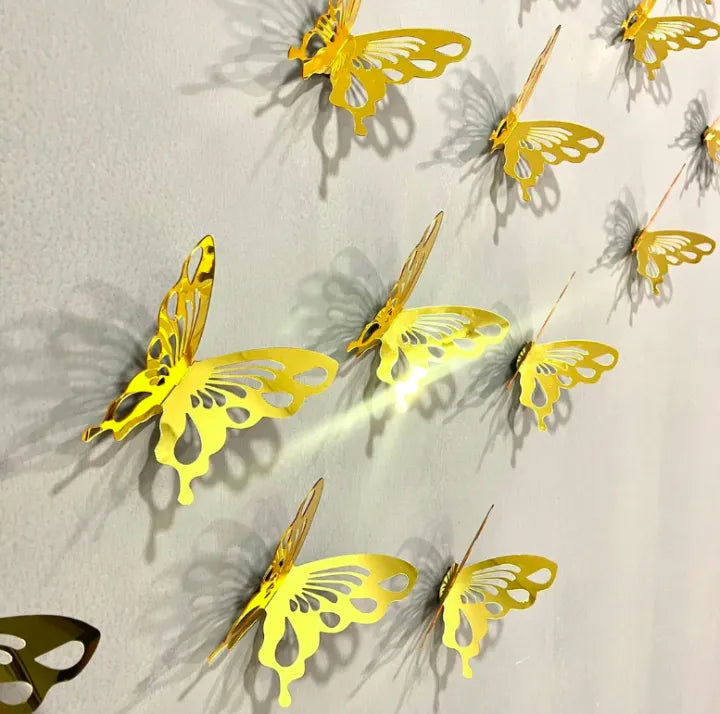 10 Pcs 3D Butterfly Mirror Acrylic Wall Art Laser Cut Diy Design Decoration Piece For Home Decor Living Room And Kitchen