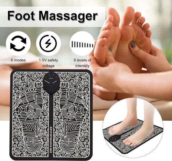 Pack Of 2 Ems Butterfly Portable Neck Massager Rechargeable And Ms Foot Massager Pad Improve Blood Circulation