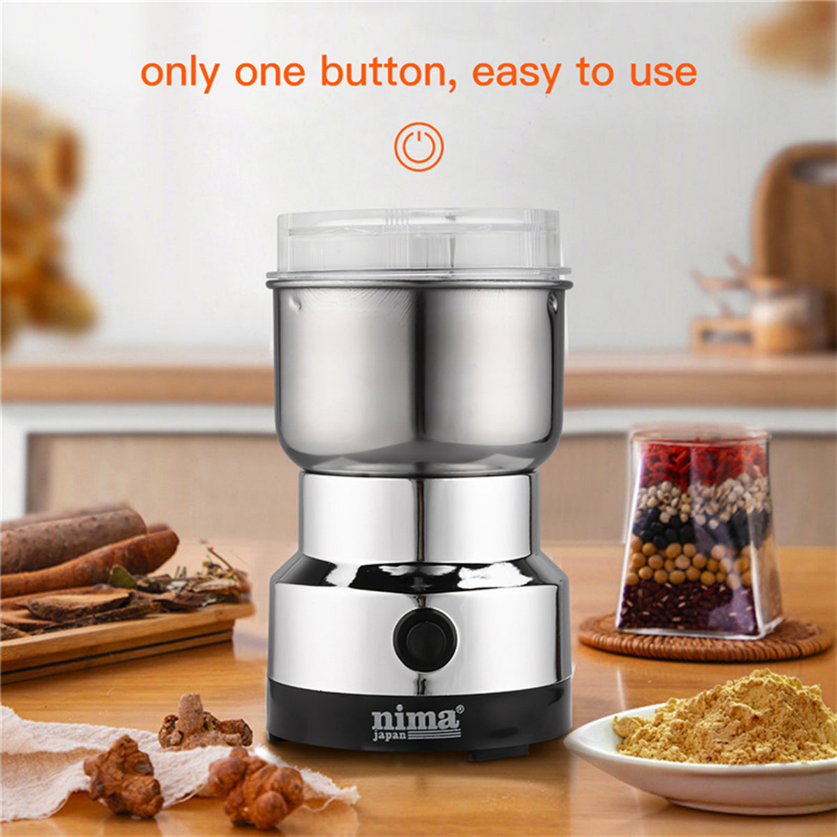 Nima Multi Purpose Electric Coffee Grinder 300Watt Automatic Coffee Spice Bean Grinder Stainless Steel