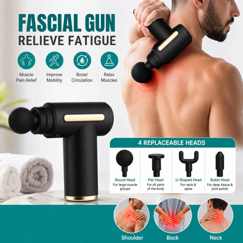 Massage Gun 4 In 1 Multifunctional Electric Full Body Massage Equipment Set - 6 Speeds With 4 Massage Heads For Deep Tissue Relief And Relaxation (Random Color)