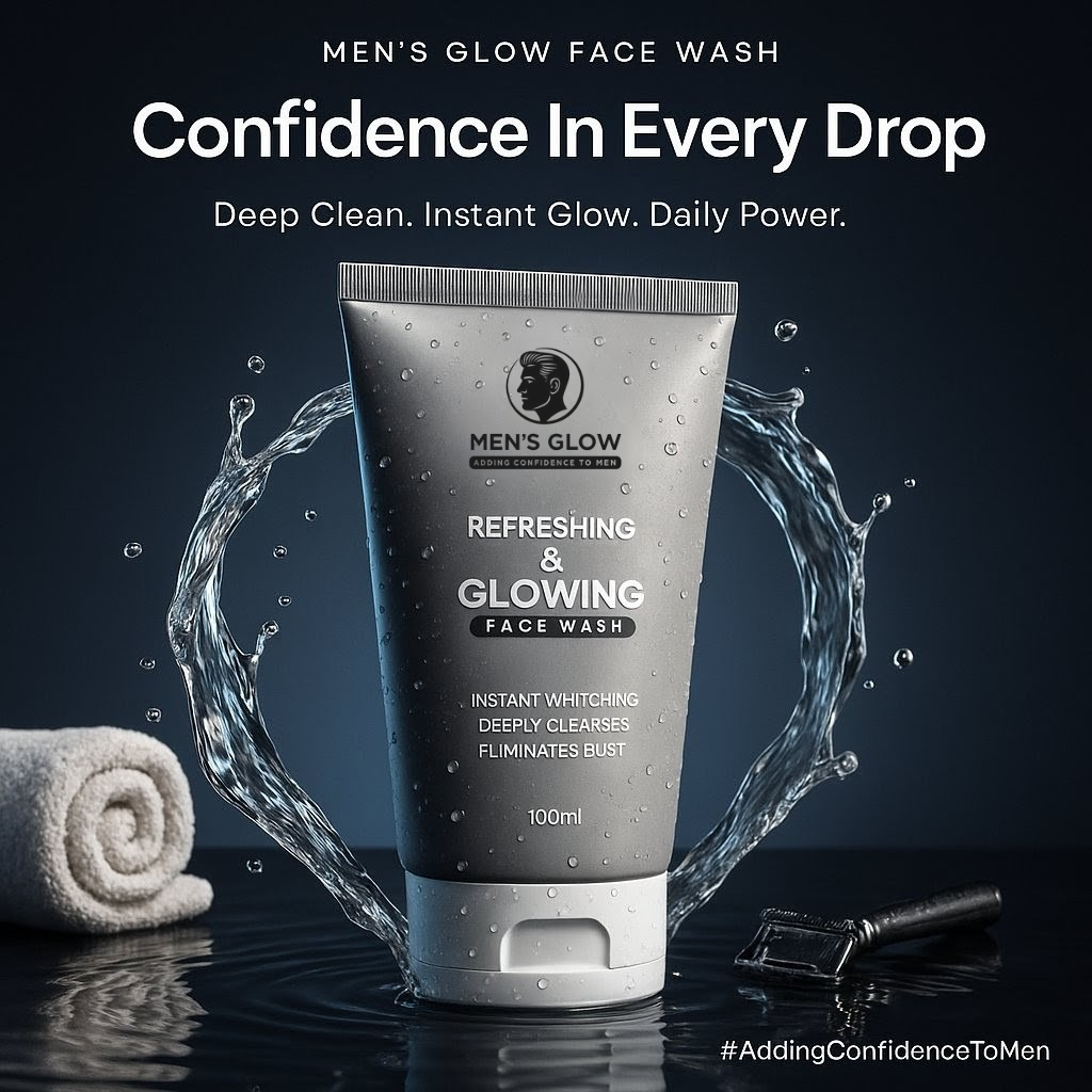 Mens Glow Facewash Bundle Facewash Whitening Cream Combo Set