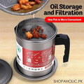 High Quality 1.4L Fryer Oil Filter Pot – Carbon Steel Oil Can with Stainless Steel Strainer Kitchen Storage Jug (Without Box)