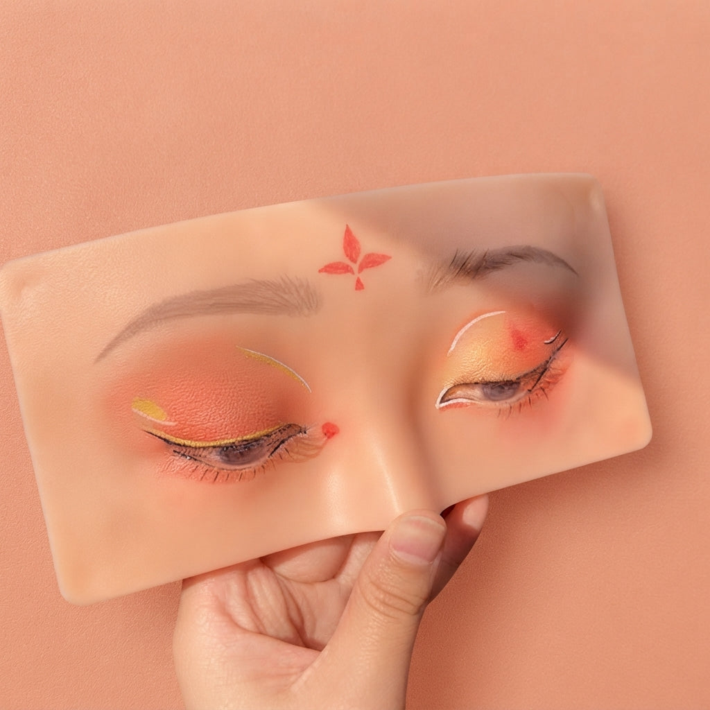 Makeup Eye Practice Board Silicone Training Mannequin Reusable Flat Face Tool For Cosmetic Application Skills Training