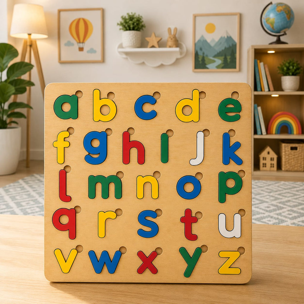Small Abc Alphabet Puzzle Board Game - Educational Wooden Learning Toy Crafted From MDF Wood For Children And Early Literacy Skills
