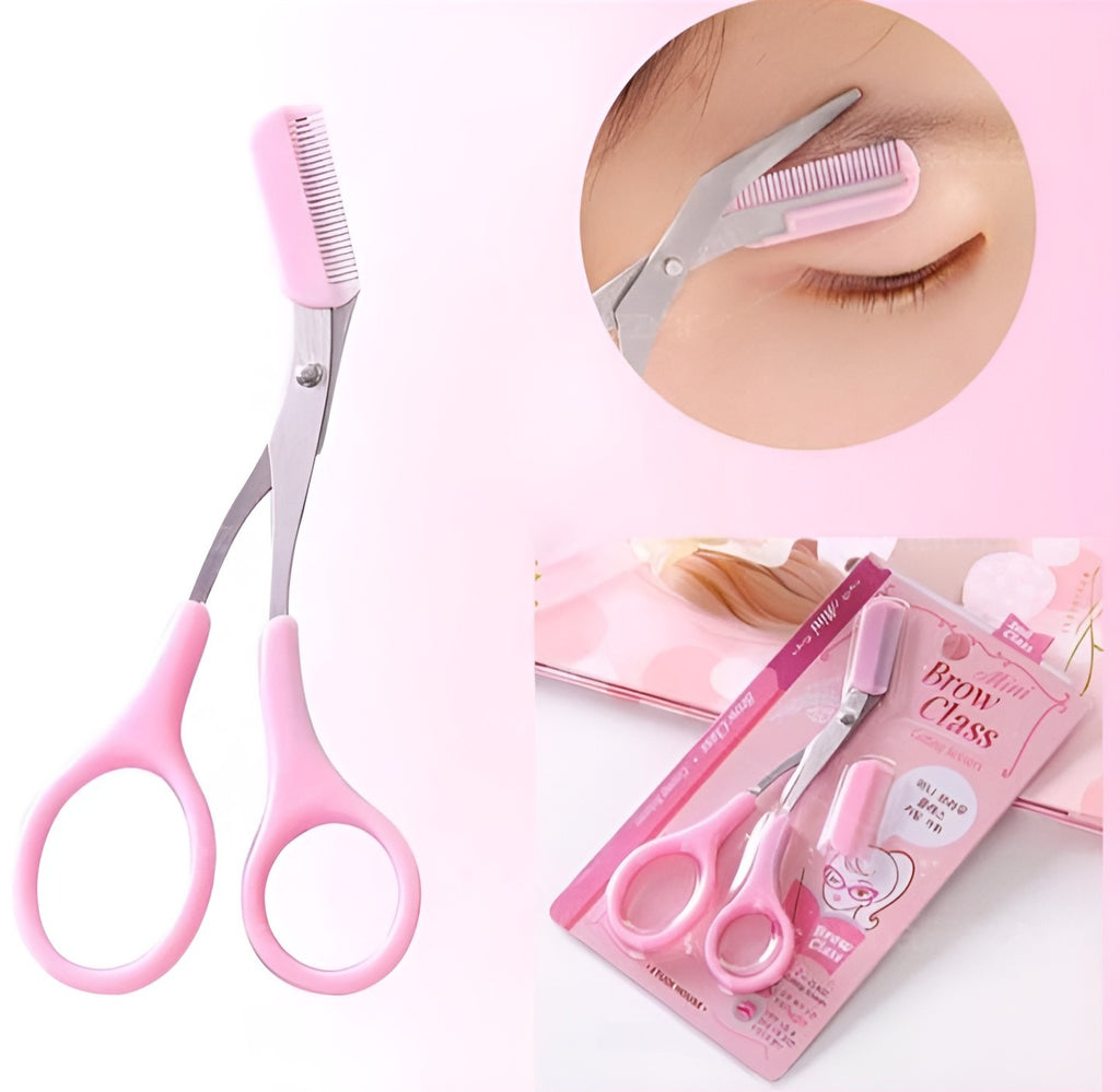 Eyebrow Scissors with Comb | Precision Cutting Scissors for Eyebrow Shaping & Grooming (Random Colour)