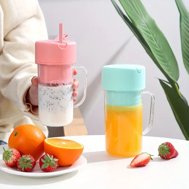 Crusher Juicer Mug Shaped Portable Blender With Straw Portable Blenderjuicer Portable Outdoor Juicing Cup Home Mini Cordless Juicer Random Color